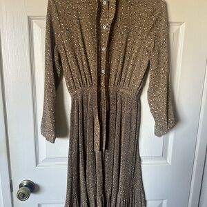 Elegant Brown Floral Women's Dress